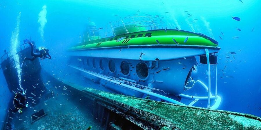 Puerto de la Cruz: Submarine Trip and Beach Stop in Tenerife - A yellow submarine off Tenerife’s southern coast