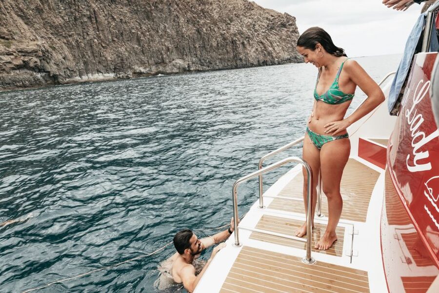 Tenerife: Eco-Yacht Whale and Dolphin Watching and Swimming - A swim stop, with a few caveats